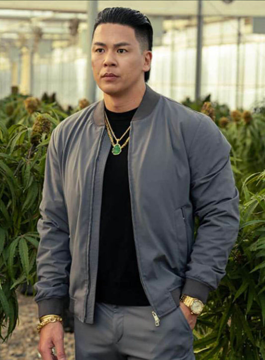 Harpoon Jackie Ming Inspired Grey Bomber Jacket - Tulsa King Style