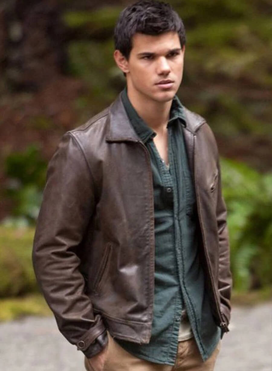 Harpoon Jacob Black Inspired Brown Real Leather Biker Jacket - The Twilight Saga Breaking Dawn Style