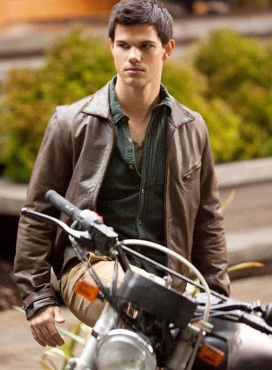 Harpoon Jacob Black Inspired Brown Real Leather Biker Jacket - The Twilight Saga Breaking Dawn Style