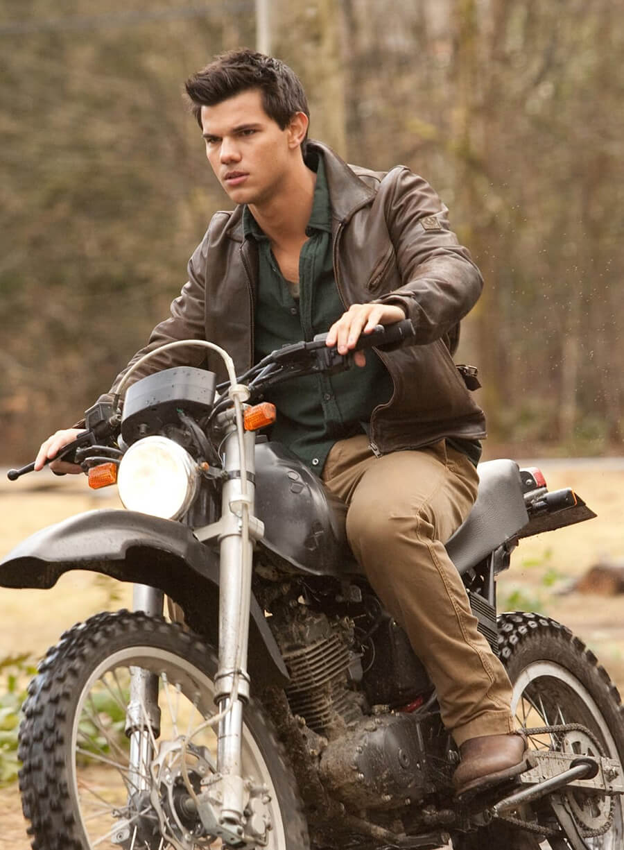 Harpoon Jacob Black Inspired Brown Real Leather Biker Jacket - The Twilight Saga Breaking Dawn Style