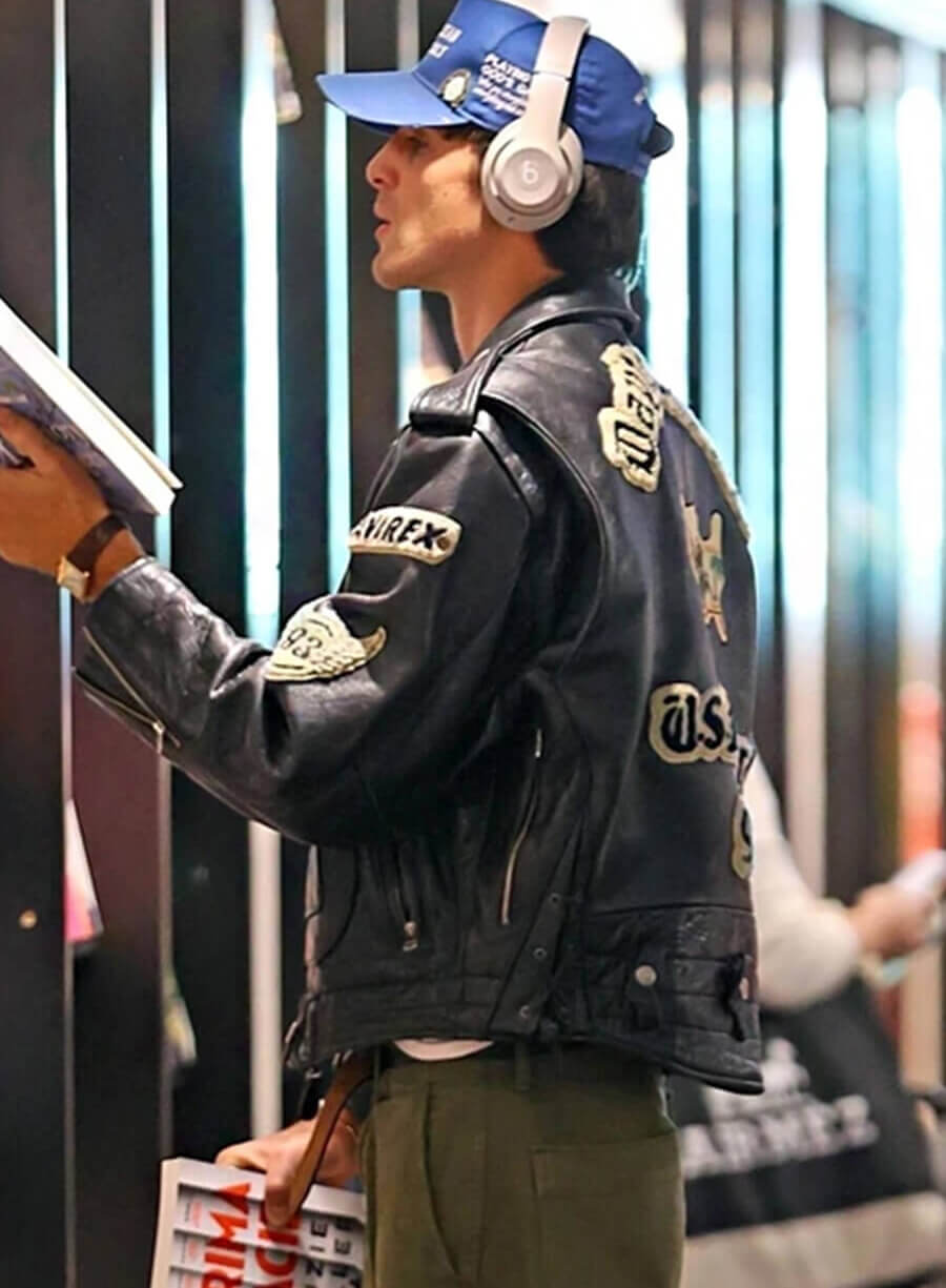 Harpoon Jacob Elordi Motorcycle Inspired Black Real Leather Biker Jacket
