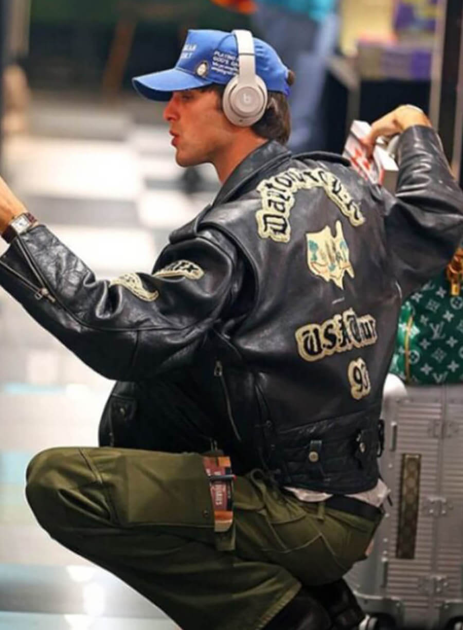 Harpoon Jacob Elordi Motorcycle Inspired Black Real Leather Biker Jacket