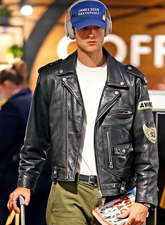 Harpoon Jacob Elordi Motorcycle Inspired Black Real Leather Biker Jacket