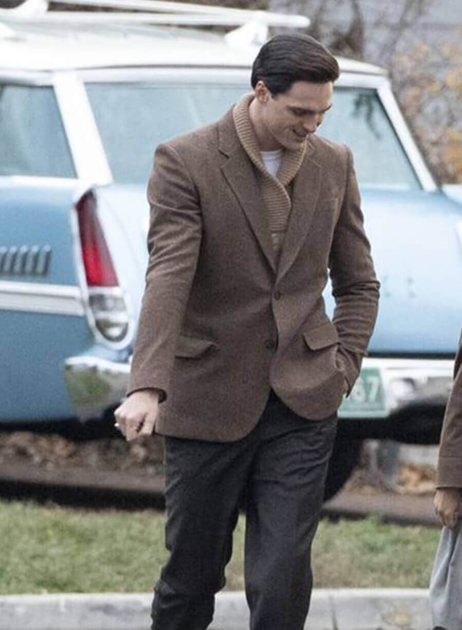 Harpoon Jacob Elordi Blazer Inspired Brown Wool Fabric Wool Jacket