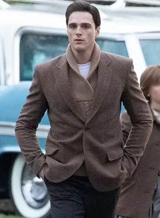 Harpoon Jacob Elordi Blazer Inspired Brown Wool Fabric Wool Jacket