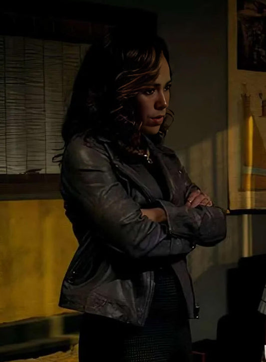 Harpoon Jade Quinn Inspired Grey Leather Jacket - Bosch Legacy S02 Style