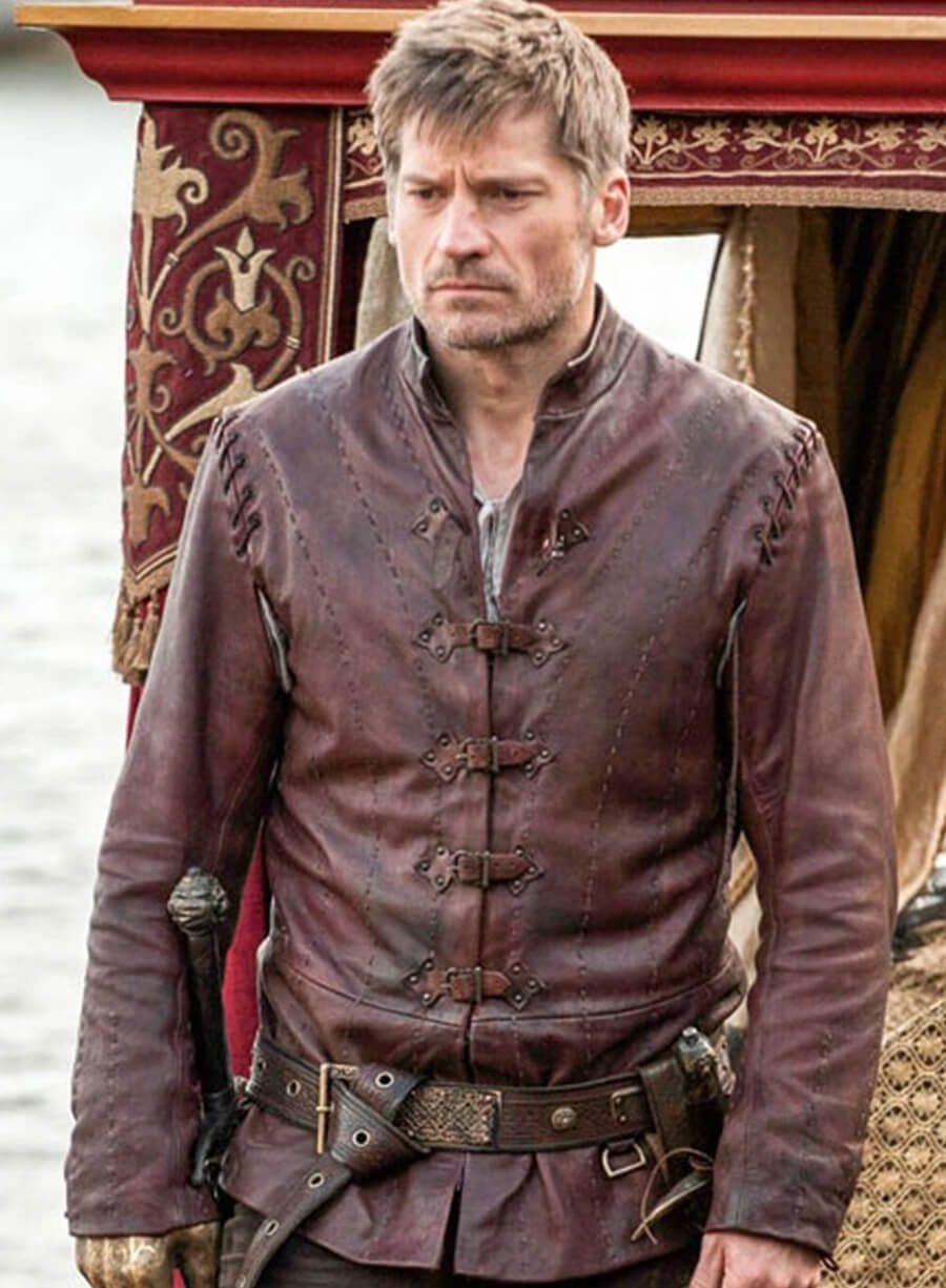 Harpoon Jaime Lannister Inspired Maroon Real Leather Leather Jacket - Game Of Thrones Style