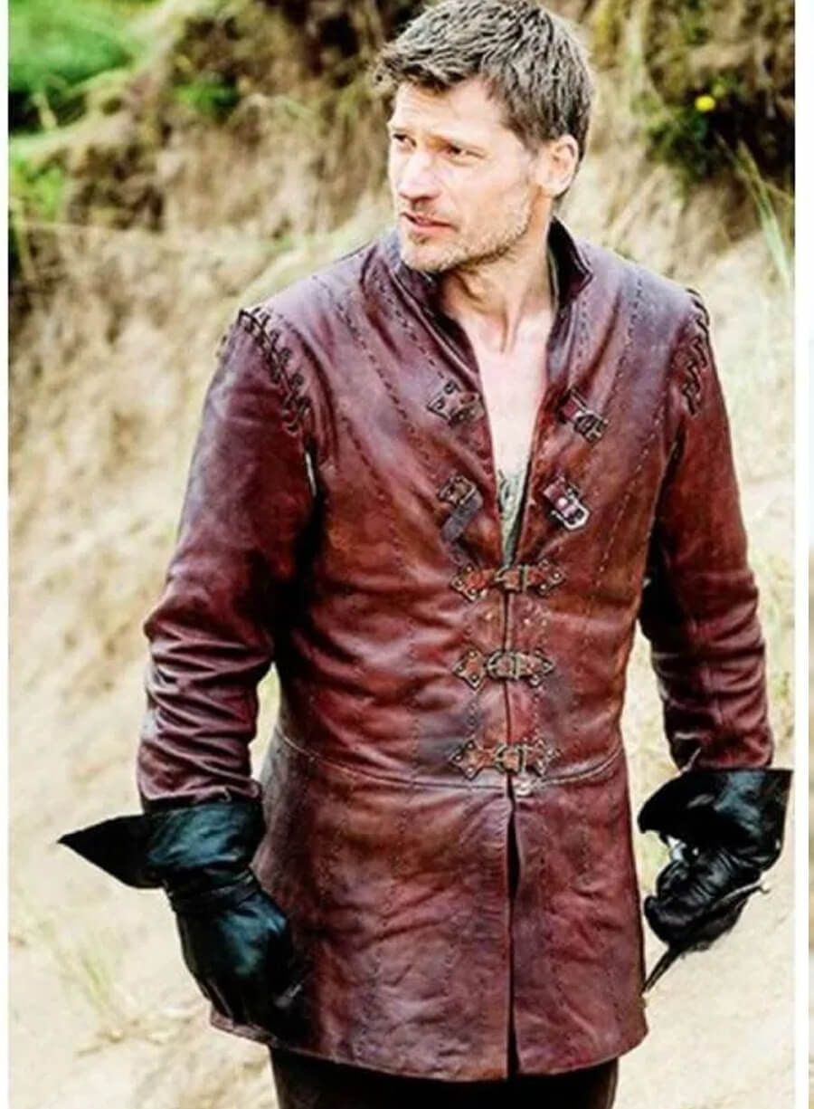 Harpoon Jaime Lannister Inspired Maroon Real Leather Leather Jacket - Game Of Thrones Style
