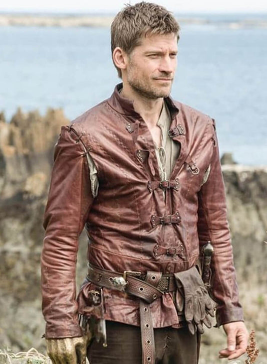 Harpoon Jaime Lannister Inspired Maroon Real Leather Leather Jacket - Game Of Thrones Style