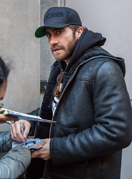 Harpoon Jake Gyllenhaal Inspired Black Real Leather Hooded Jacket
