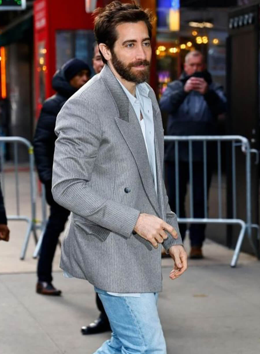 Harpoon Jake Gyllenhaal Blazer Inspired Grey Wool Fabric Wool Jacket