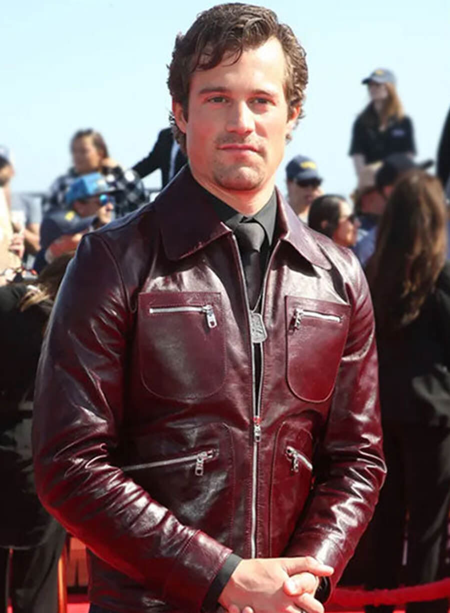 Harpoon Jake Picking Inspired Maroon Real Leather Leather Jacket - Top Gun Premiere Style