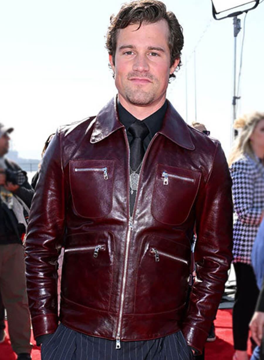 Harpoon Jake Picking Inspired Maroon Real Leather Leather Jacket - Top Gun Premiere Style