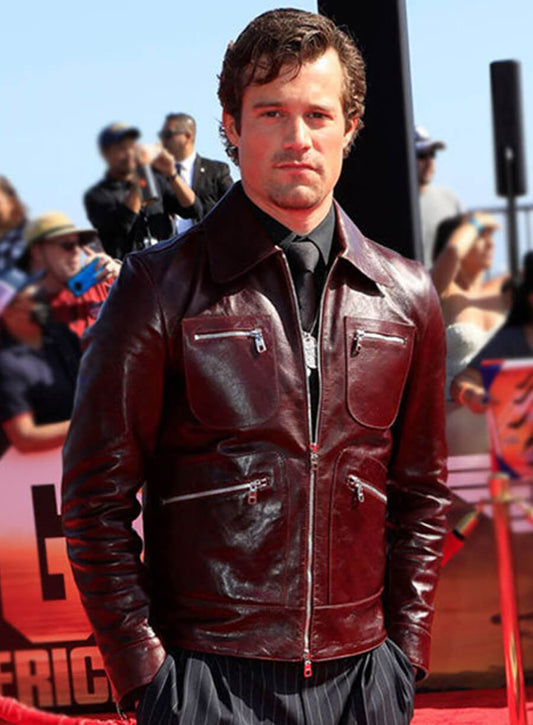 Harpoon Jake Picking Inspired Maroon Real Leather Leather Jacket - Top Gun Premiere Style