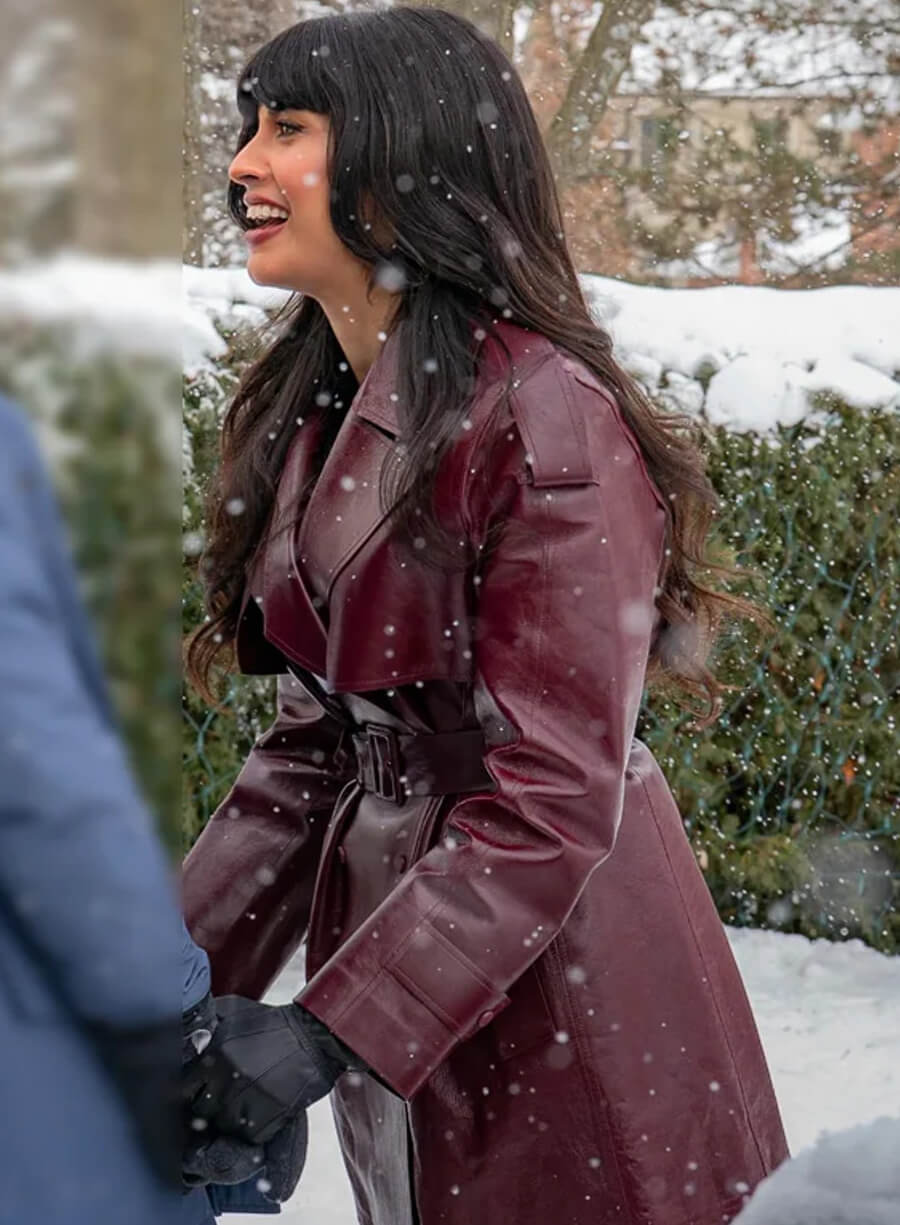 Harpoon Jameela Jamil Inspired Maroon Real Leather Coat - A Merry Little Ex-Mas Style
