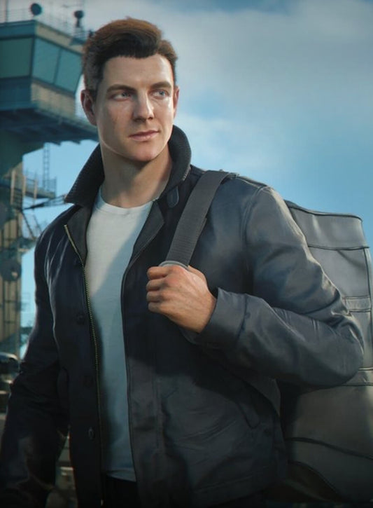 Harpoon James Bond Inspired Black Leather Jacket - 007 First Light Style