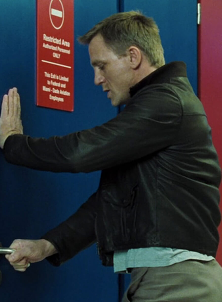 Harpoon James Bond Inspired Black Real Leather Leather Jacket - Craig Casino Royale Style