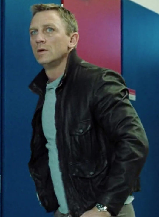 Harpoon James Bond Inspired Black Real Leather Leather Jacket - Craig Casino Royale Style
