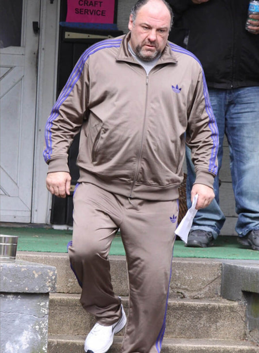 Harpoon James Gandolfini Tracksuit Inspired Brown Polyester Leather Jacket