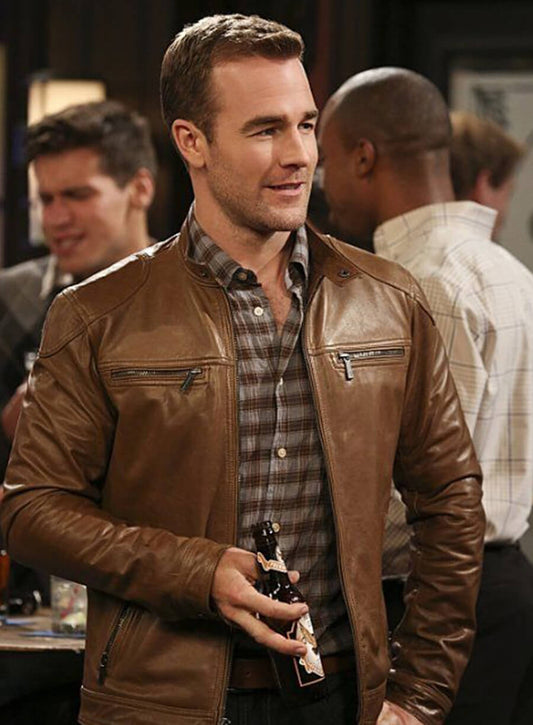 Harpoon James Van Der Beek Inspired Brown Real Leather Leather Jacket