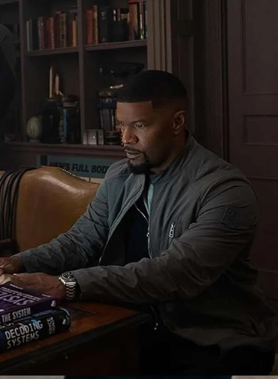 Harpoon Jamie Foxx Inspired Grey Leather Jacket - Back in Action 2025 Style