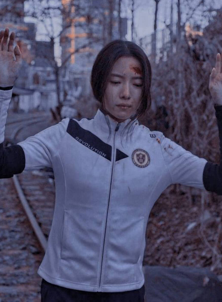 Harpoon Jang Ha-ri Inspired White Leather Jacket - All of Us Are Dead Style