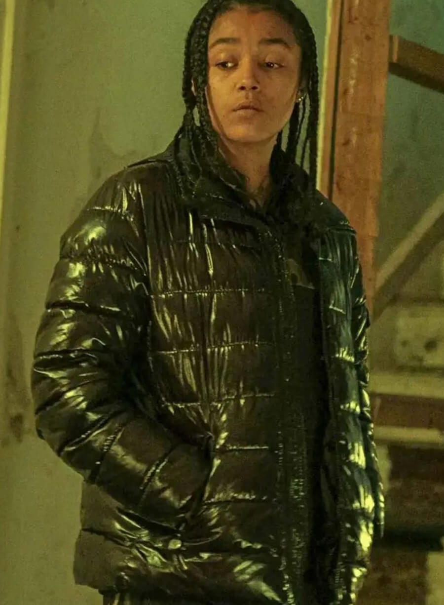 Harpoon Jaq Inspired Black Parachute Fabric Leather Jacket - Top Boy Style