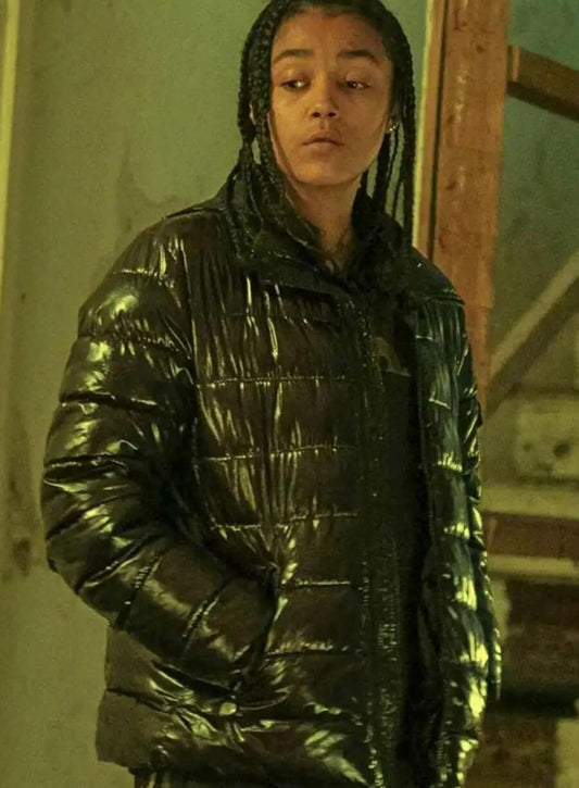Harpoon Jaq Inspired Black Parachute Fabric Leather Jacket - Top Boy Style
