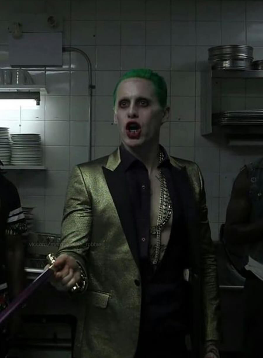 Harpoon Joker Inspired Green Suiting Fabric Leather Jacket - Suicide Squad 2016 Style