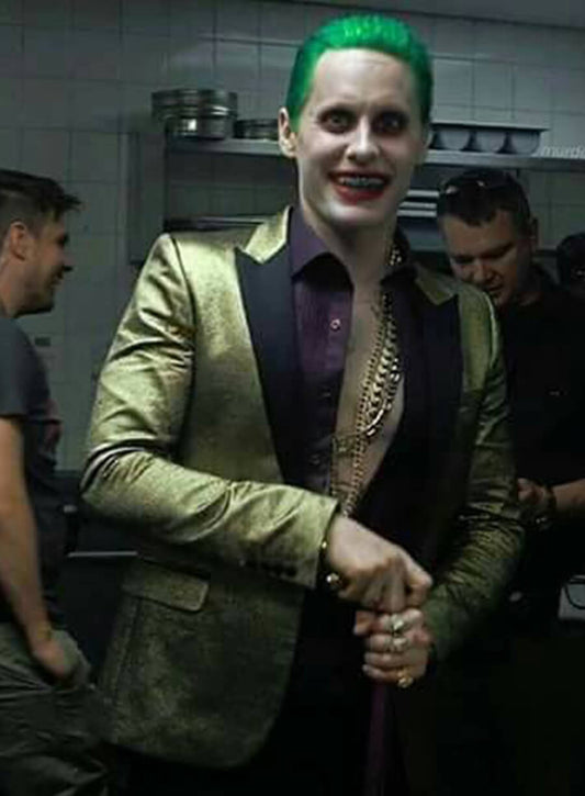 Harpoon Joker Inspired Green Suiting Fabric Leather Jacket - Suicide Squad 2016 Style