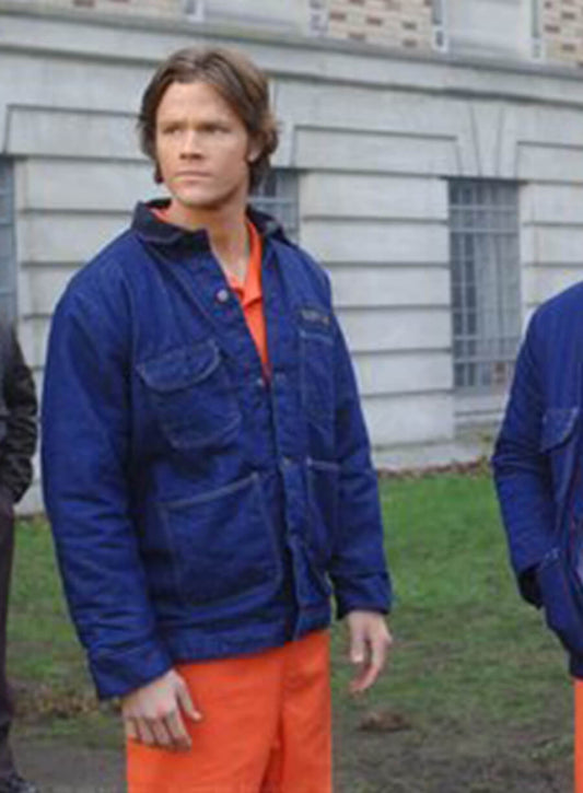 Harpoon Sam Winchester Inspired Blue Cotton Fabric Denim Jacket - Supernatural Style