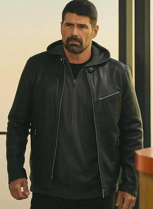 Harpoon Clive Inspired Black Leather Jacket - Playdate 2025 Style