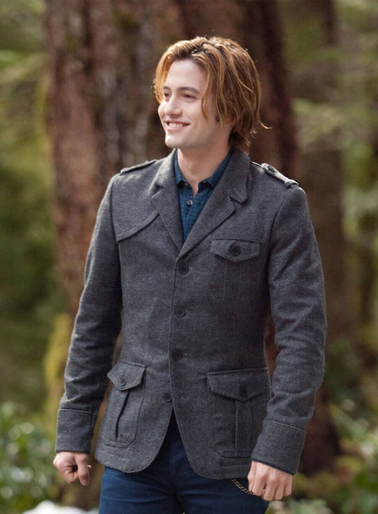Harpoon Jasper Hale Inspired Grey Wool Fabric Wool Jacket - The Twilight Saga: Breaking Dawn 2 Style