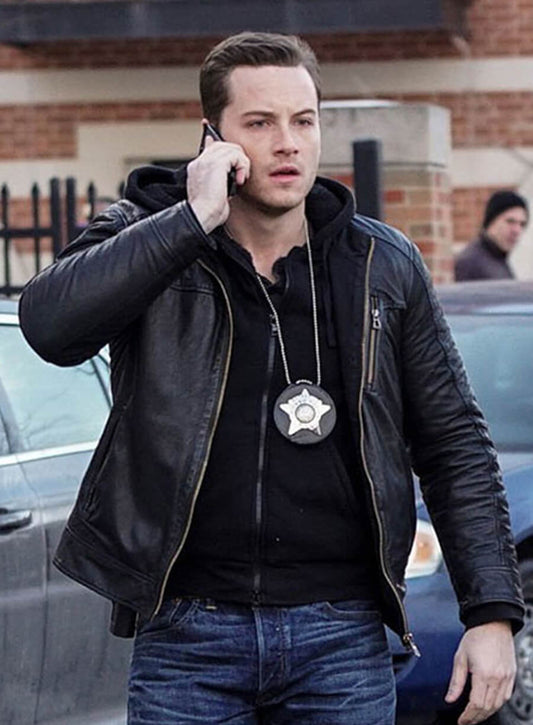 Harpoon Jay Halstead Inspired Black Real Leather Leather Jacket - Chicago P.D. Style