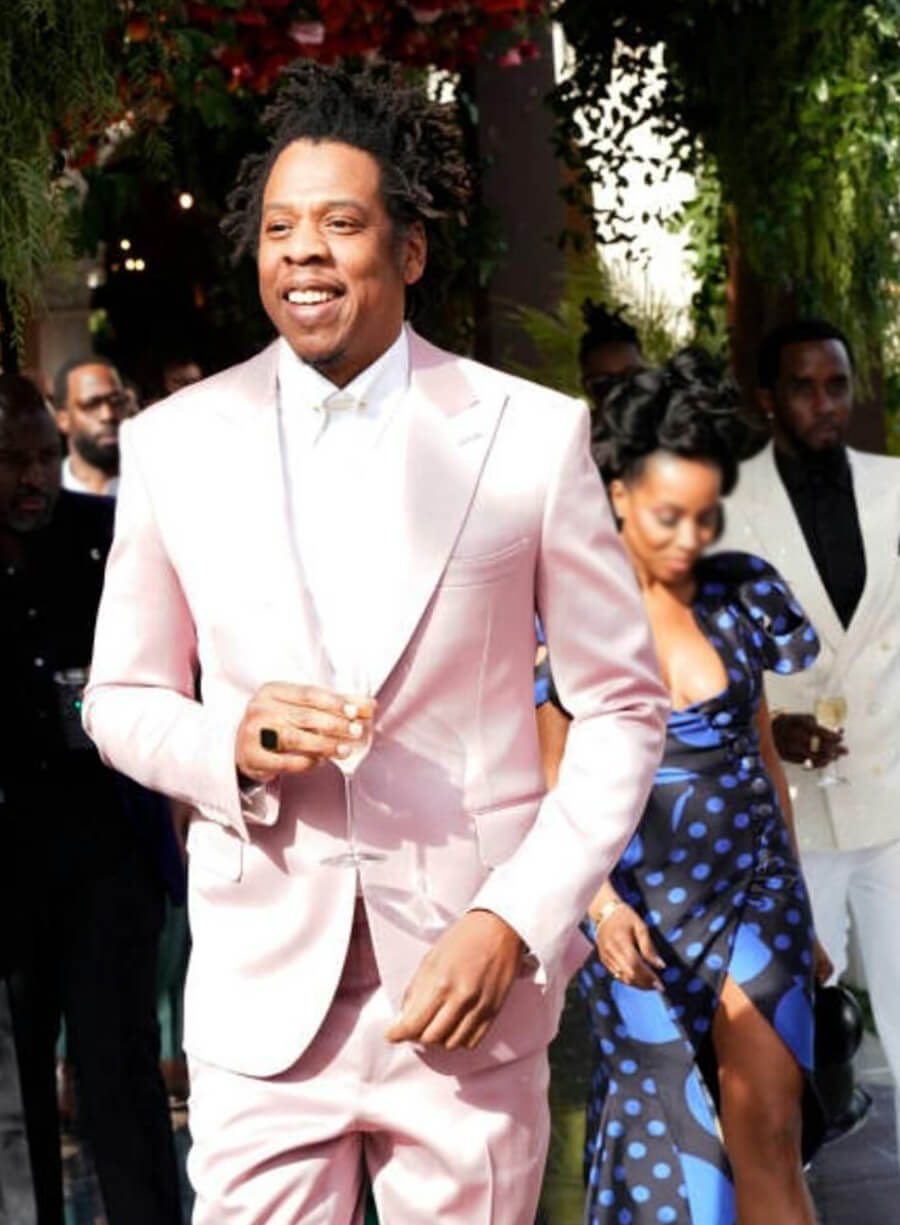 Harpoon Jay-Z Pink Suit Inspired Pink Suiting Fabric Leather Jacket