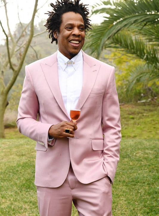 Harpoon Jay-Z Pink Suit Inspired Pink Suiting Fabric Leather Jacket