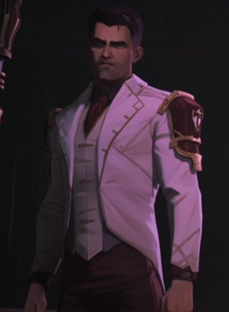 Harpoon Jayce Inspired White Leather Jacket - Arcane TV Series Style