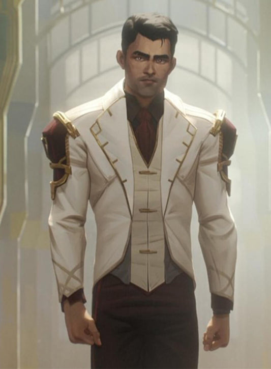 Harpoon Jayce Inspired White Leather Jacket - Arcane TV Series Style