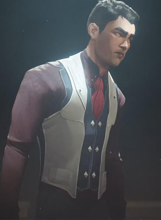 Harpoon Jayce Inspired White Leather Jacket - Arcane Style