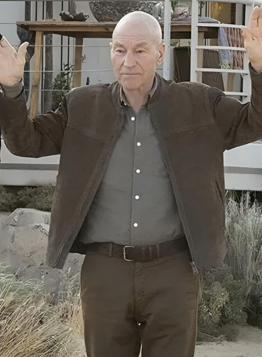 Harpoon Patrick Stewart Jean-Luc Picard Inspired Brown Real Leather Leather Jacket - Star Trek Picard Style