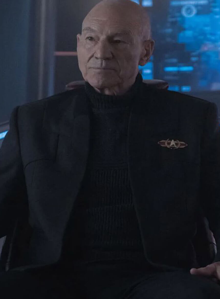 Harpoon Jean-Luc Picard Inspired Black Leather Jacket - Star Trek Picard Season 3 Style