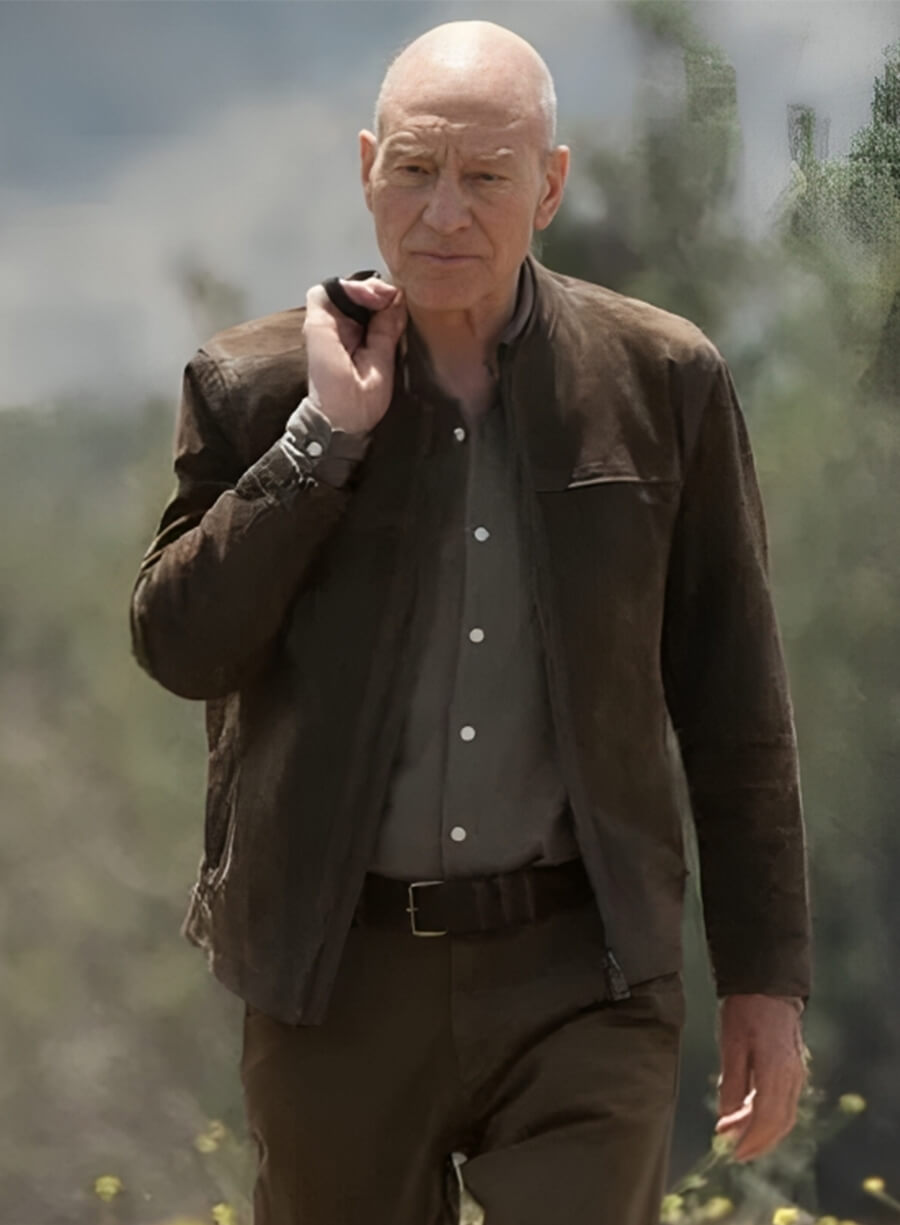 Harpoon Patrick Stewart Jean-Luc Picard Inspired Brown Real Leather Leather Jacket - Star Trek Picard Style