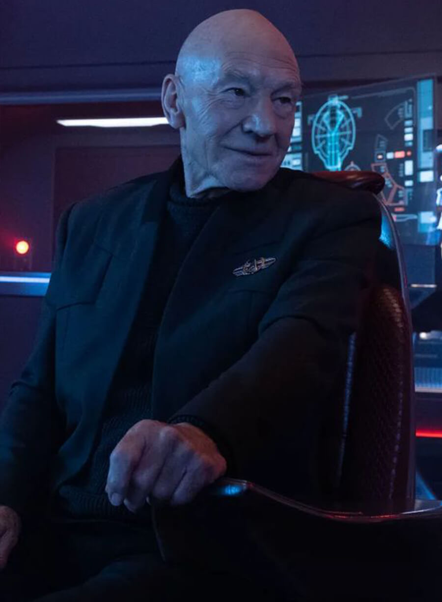 Harpoon Jean-Luc Picard Inspired Black Leather Jacket - Star Trek Picard Season 3 Style