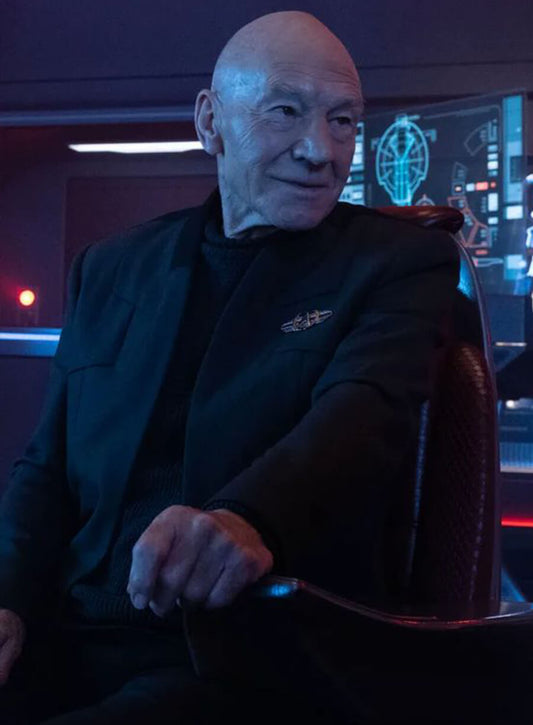 Harpoon Jean-Luc Picard Inspired Black Leather Jacket - Star Trek Picard Season 3 Style