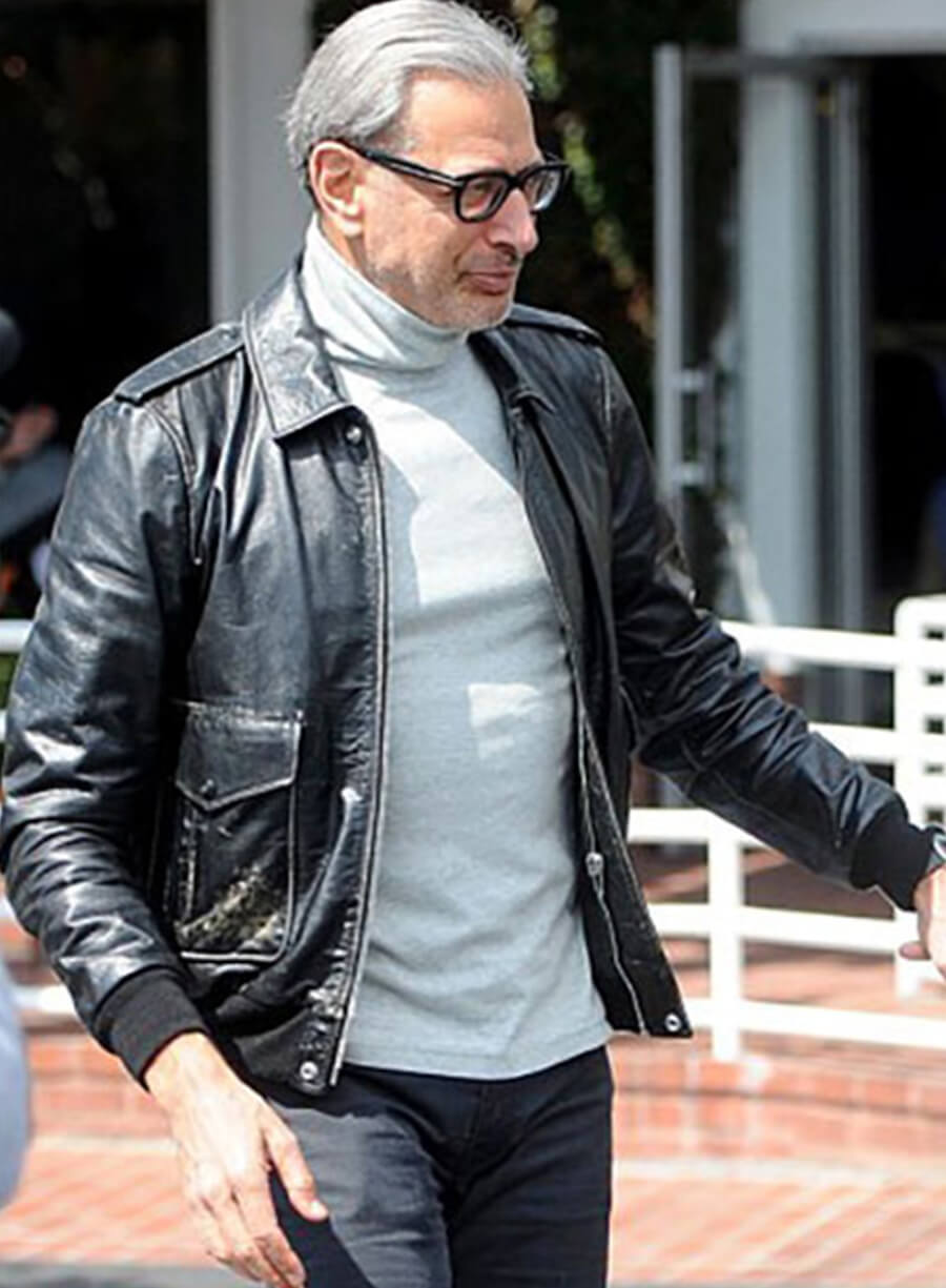 Harpoon Jeff Goldblum Trucker Inspired Black Leather Jacket