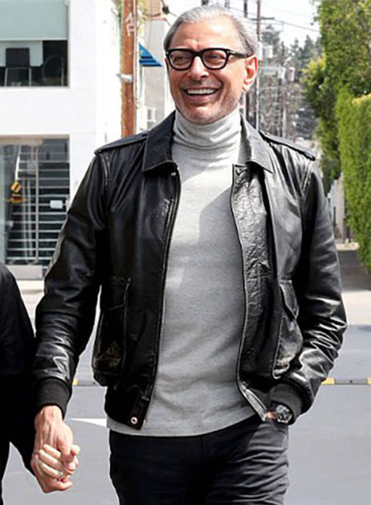 Harpoon Jeff Goldblum Trucker Inspired Black Leather Jacket