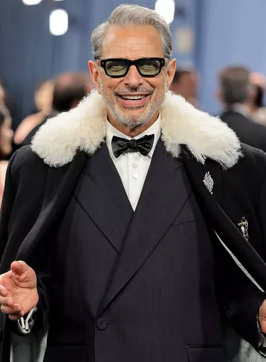 Harpoon Jeff Goldblum Inspired Black Wool Coat - Met Gala 2025 Style