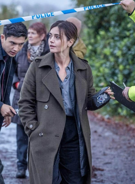 Harpoon Ember Inspired Grey Fabric Coat - The Jetty Tv Series Style