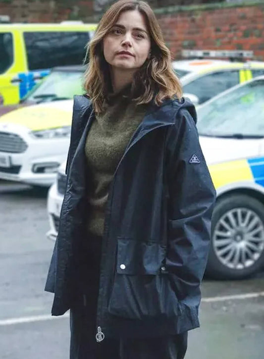 Harpoon Ember Inspired Blue Fabric Hooded Jacket - The Jetty Tv Series Style