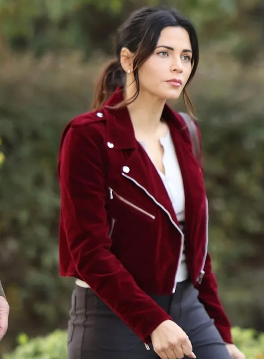 Harpoon Bailey Nune Inspired Maroon Leather Jacket - The Rookie S06 Style